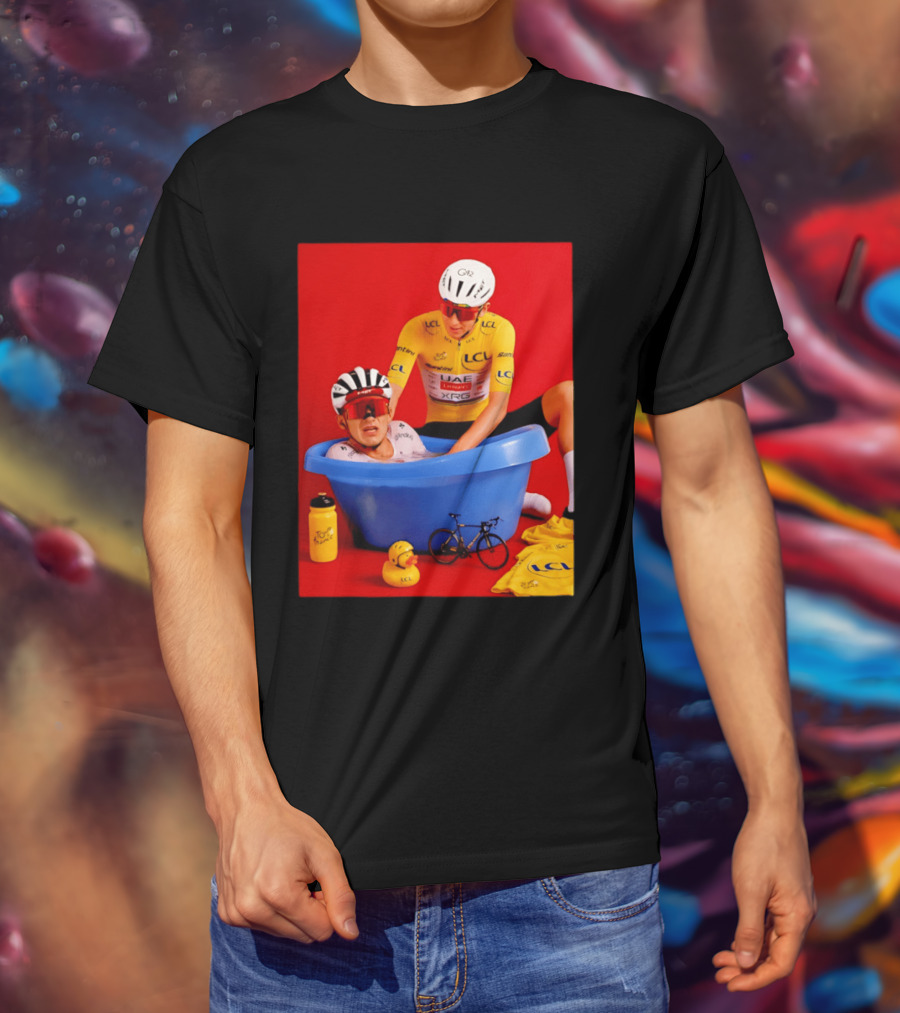 Tadej Pogačar Isaac Del Toro LCL UAE Team 2026 Cycling Bath Scene T-Shirt