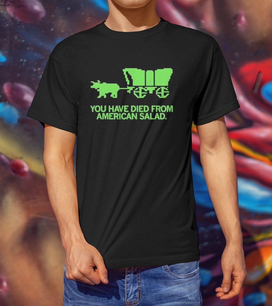 You Have Died From American Salad Ox Cart Retro Gaming Spoof T-Shirt