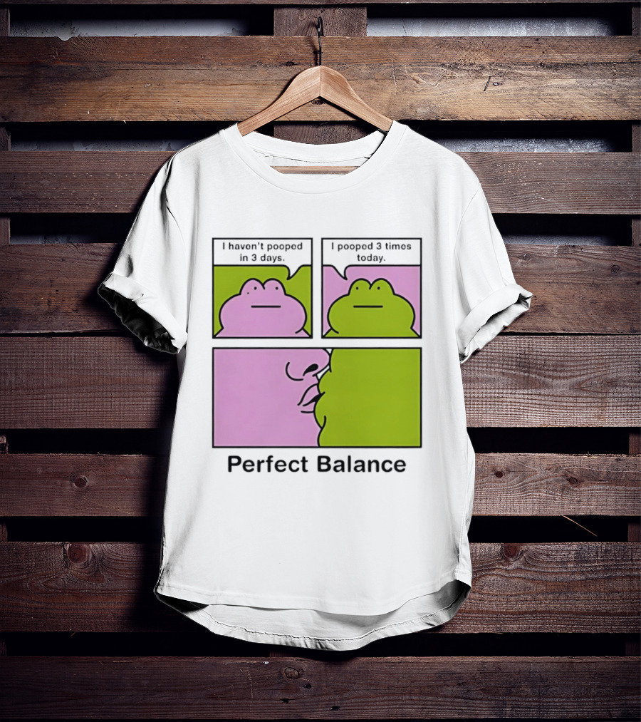 Perfect Balance Frog Meme I Haven't Pooped In 3 Days Pooped 3 Times Today T-Shirt
