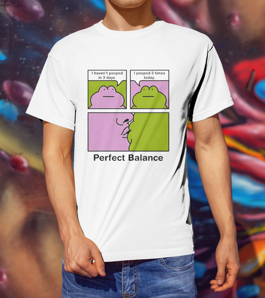 Perfect Balance Frog Meme I Haven't Pooped In 3 Days Pooped 3 Times Today T-Shirt