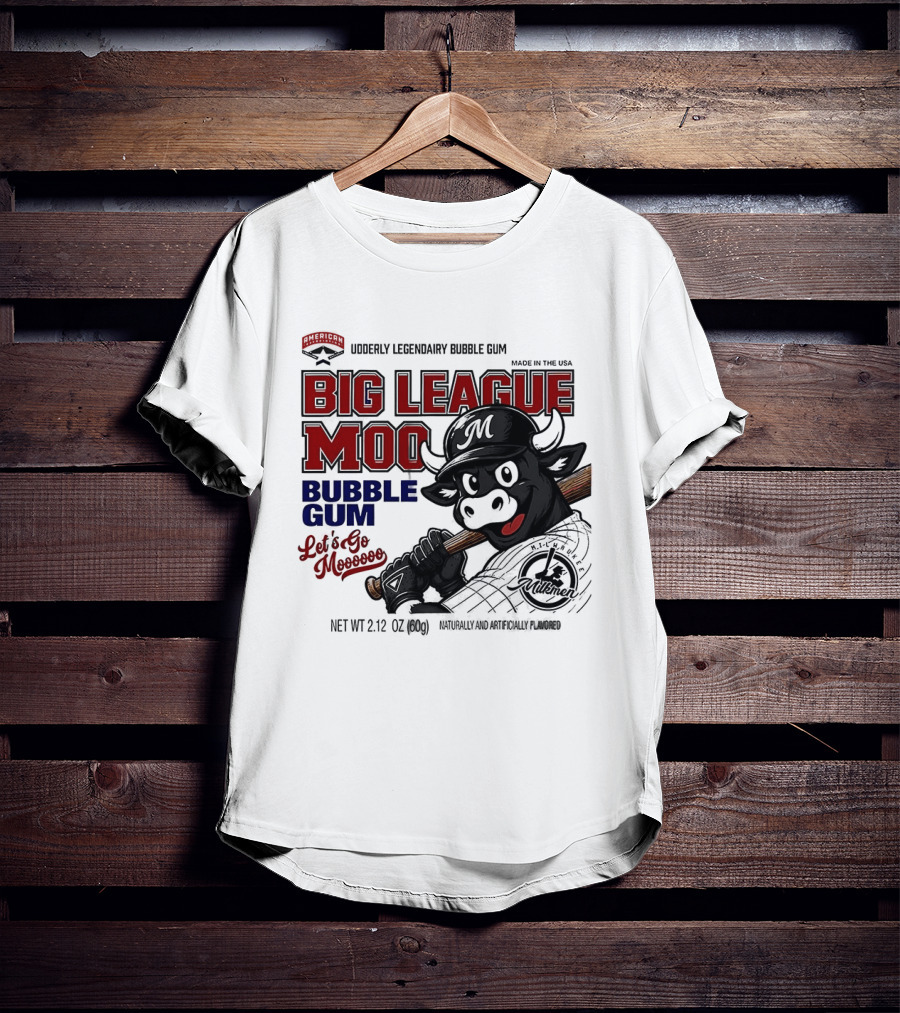 Milwaukee Milkmen Big League Moo Bubble Gum Udderly Legendary Made In USA T-Shirt