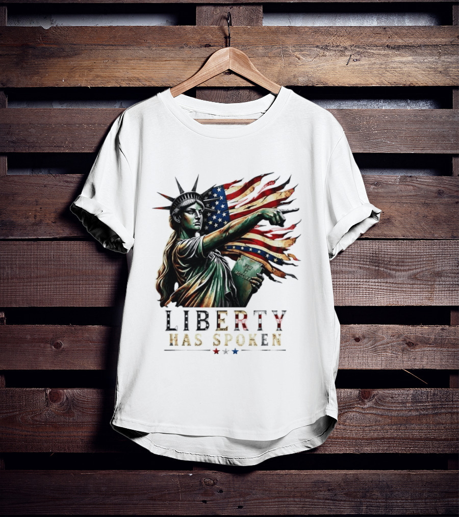 Sophia Cunningham Liberty Has Spoken Statue Of Liberty Pointing July Freedom Flag T-Shirt
