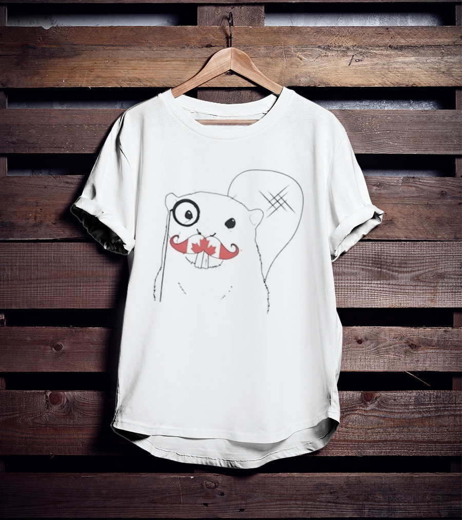 The Dapper Canadian Beaver Mustache Art With Monocle T-Shirt