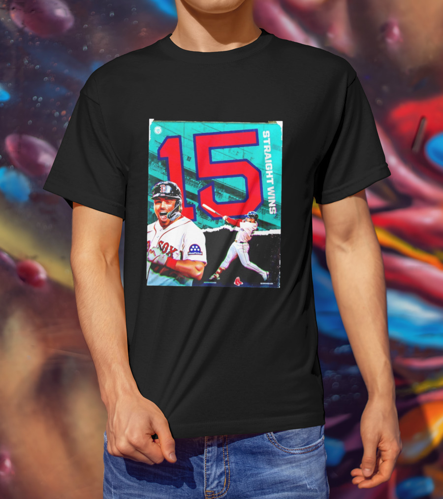 Boston Red Sox 15 Straight Wins Moose Mutual Collaboration T-Shirt