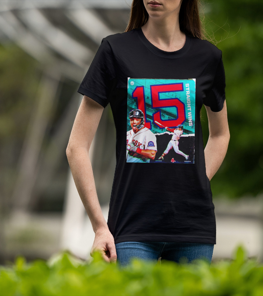 Boston Red Sox 15 Straight Wins Moose Mutual Collaboration T-Shirt