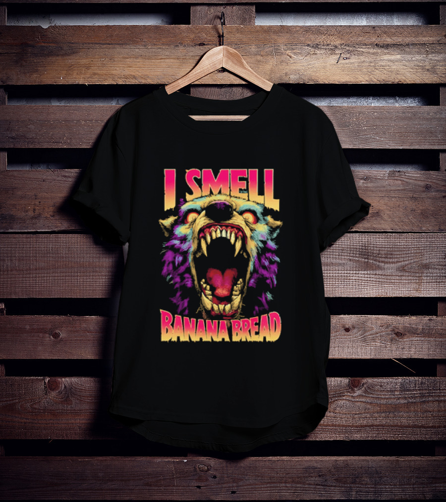 Hungry Werewolf I Smell Banana Bread Colorful Roaring Beast T-Shirt