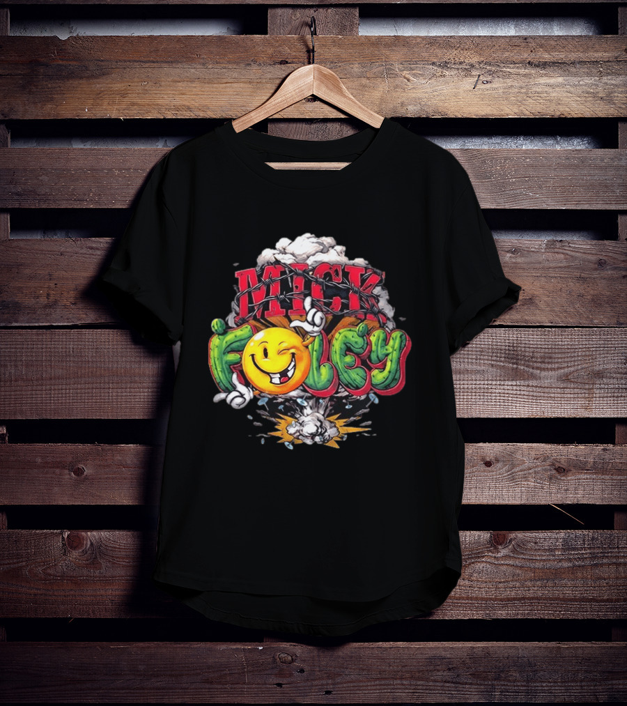 Mick Foley Smiley Explosion Barbed Wire T-Shirt