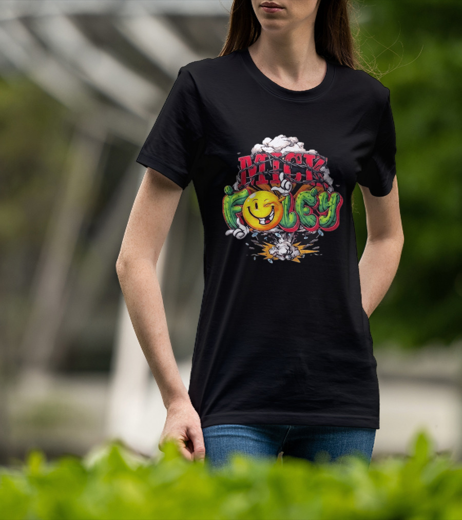 Mick Foley Smiley Explosion Barbed Wire T-Shirt
