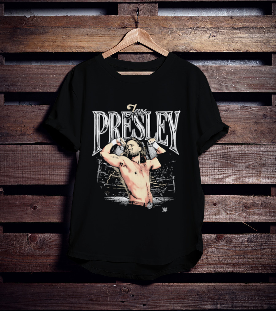 Jax Presley Flexing Muscles WWE Presley Backdrop T-Shirt