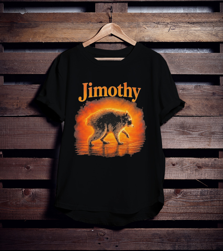 Jimothy Raccoon Silhouette Glowing Sunset Nature Scene T-Shirt
