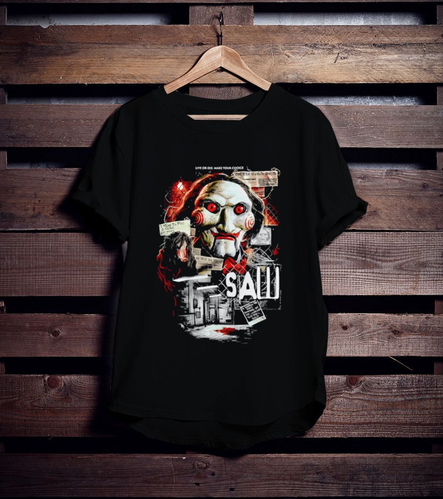 Live Or Die Make Your Choice Saw I Want To Play A Game Sometimes You See More With Your Eyes Shut X Marks The Spot T-Shirt