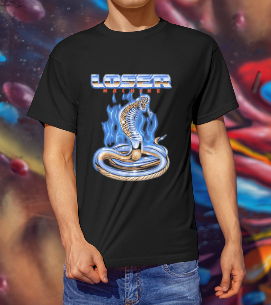 Loser Machine Cobra Flaming Blue Serpent Roaring Snake T-Shirt