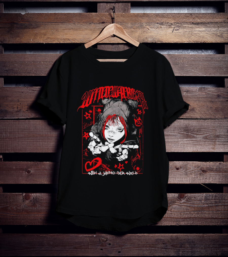 Windwaker Wish A Mfer Would Red And Black Graphic With Stars And Peace T-Shirt