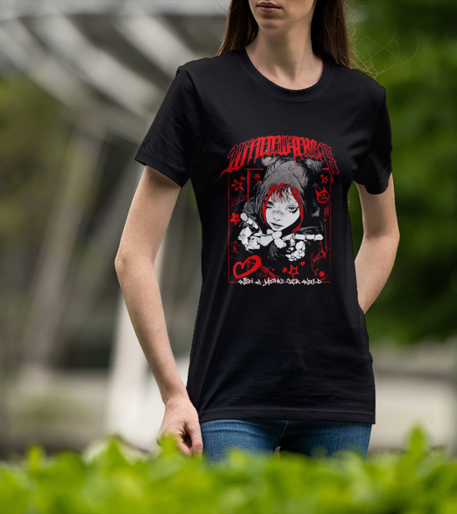 Windwaker Wish A Mfer Would Red And Black Graphic With Stars And Peace T-Shirt