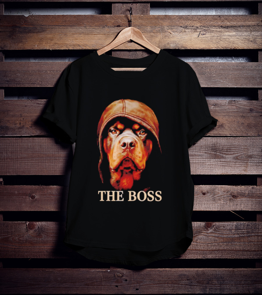 The Boss Rottweiler Wearing Aviator Cap T-Shirt