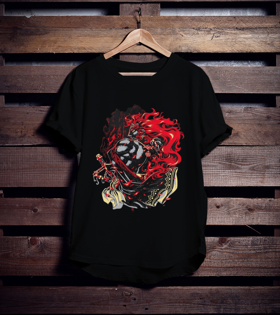 The Legend Of Zelda The Devourer Of Tomorrow Flamboyant Musketeer Warrior With Cape And Fiery Red Hair T-Shirt