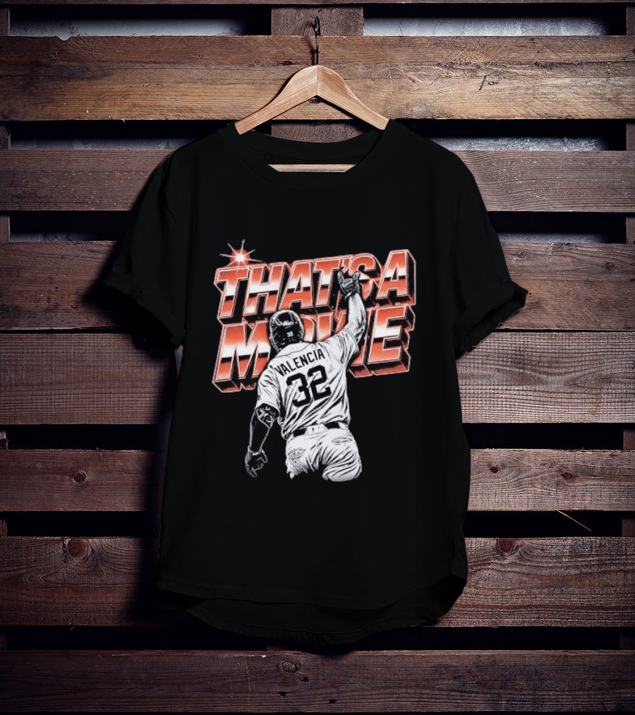 Valencia That's A Movie Baseball Iconic Pose 32 Pointing Skyward T-Shirt