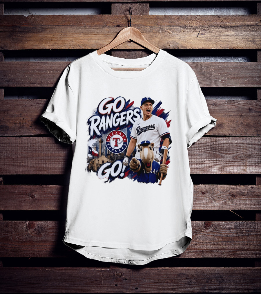 Go Rangers Texas Rangers Baseball Team Spirit Celebration T-Shirt
