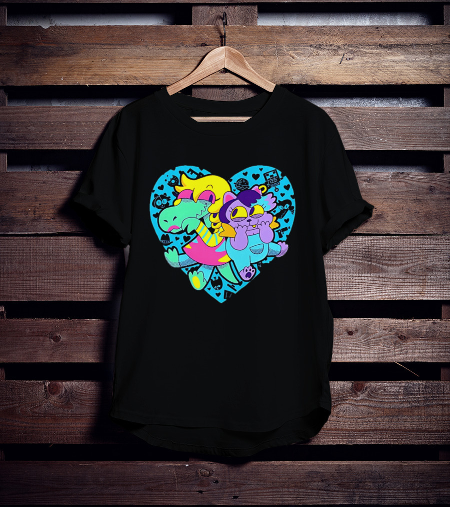 Alphys Mew Mew Heart Art Colorful Character Pair T-Shirt
