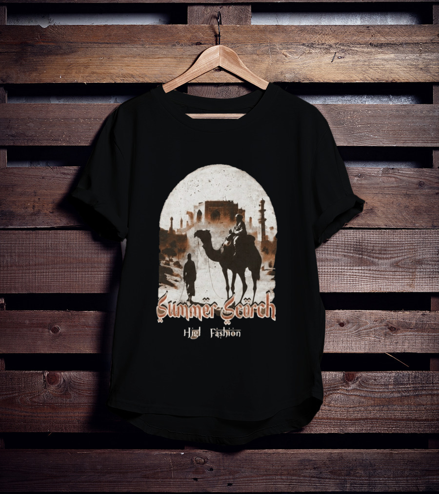 Summer Scorch High Fashion Camel Caravan Desert Scene T-Shirt