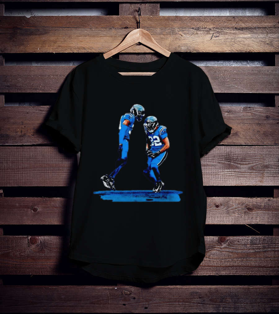 Carolina Panthers Blue Uniforms Players Celebrating Football Team Victory T-Shirt