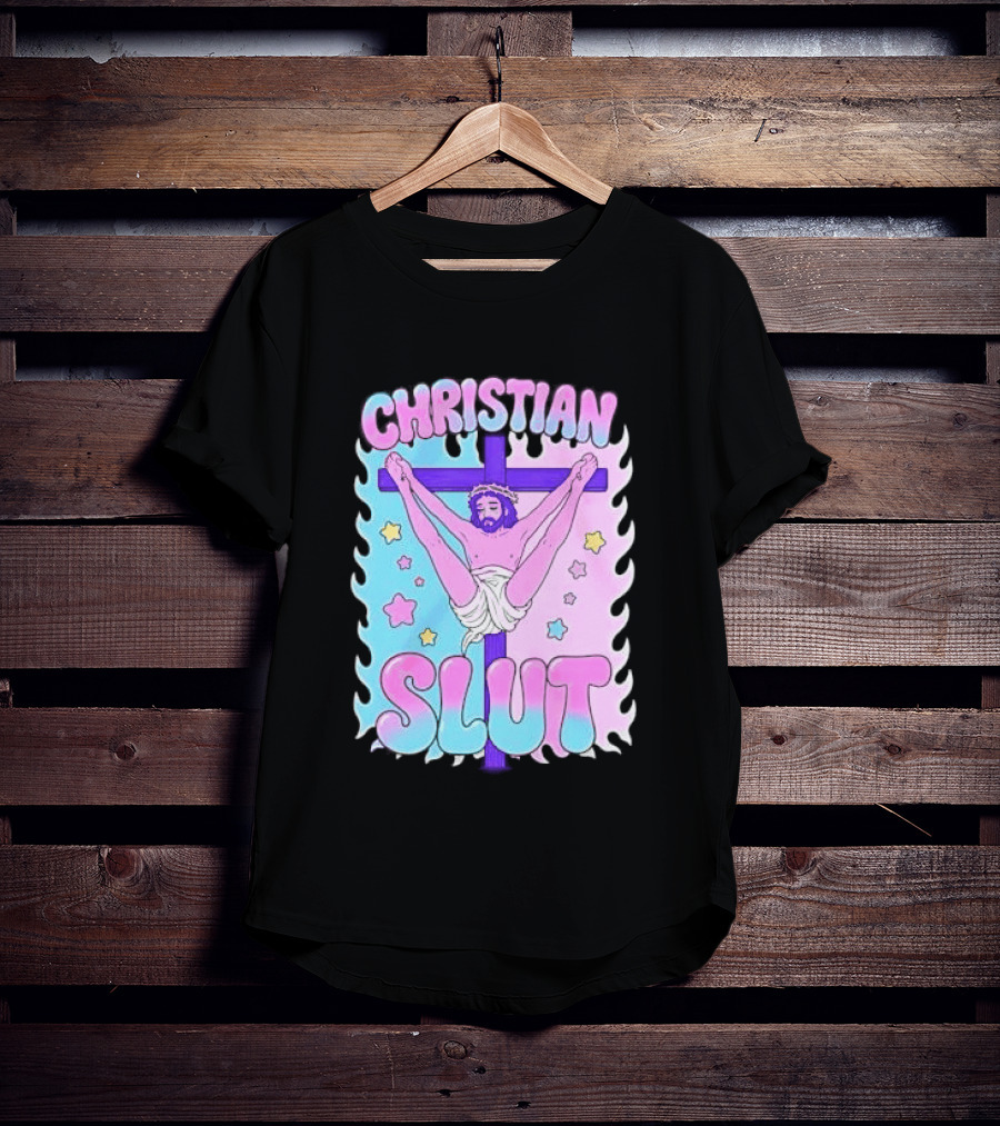 Christian Slut Teen Hearts Jesus Splits Meme T-Shirt