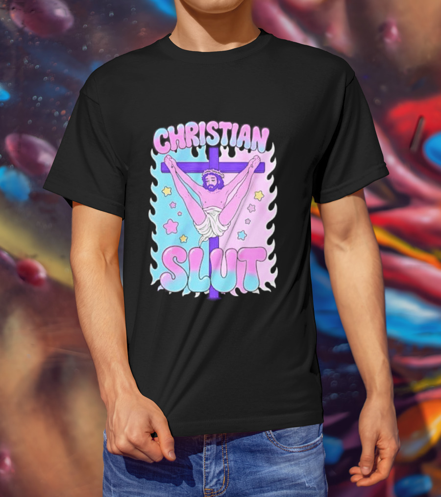Christian Slut Teen Hearts Jesus Splits Meme T-Shirt
