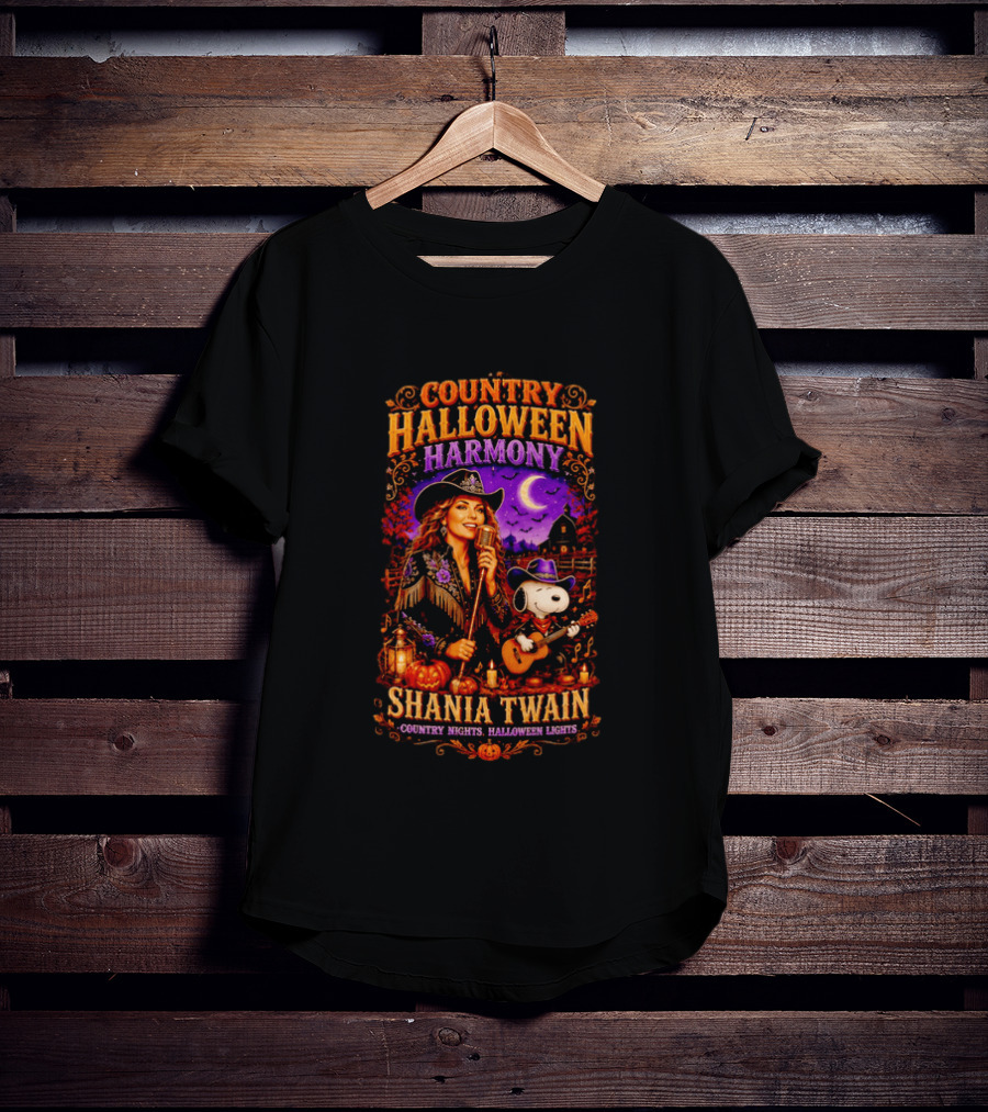 Country Halloween Harmony Shania Twain Snoopy Country Nights Halloween Lights T-Shirt