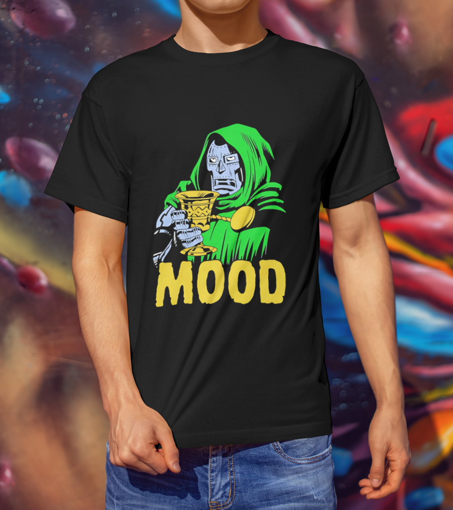Doom Mood Green Cloaked Character Holding Goblet T-Shirt