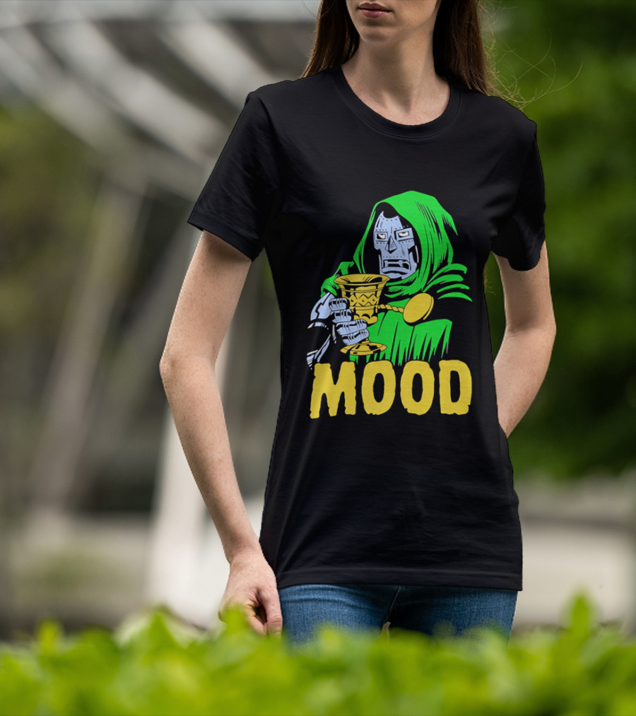 Doom Mood Green Cloaked Character Holding Goblet T-Shirt