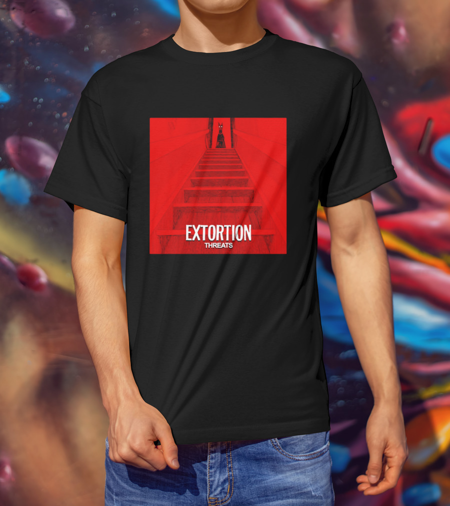 Extortion Threats Dark Stairs Red Scene T-Shirt