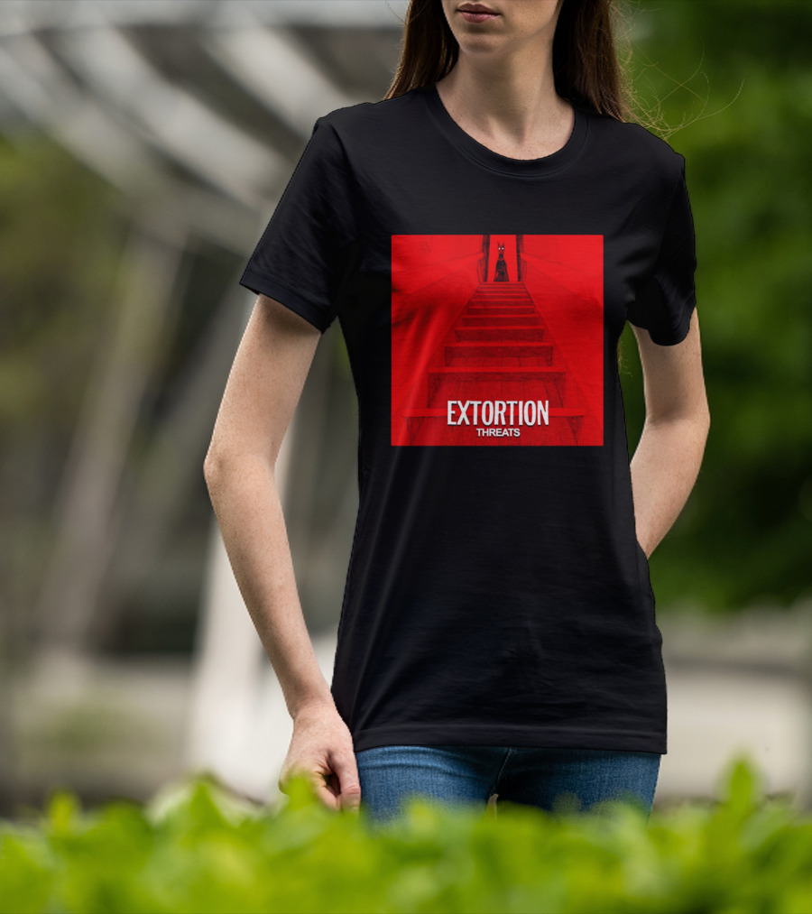 Extortion Threats Dark Stairs Red Scene T-Shirt