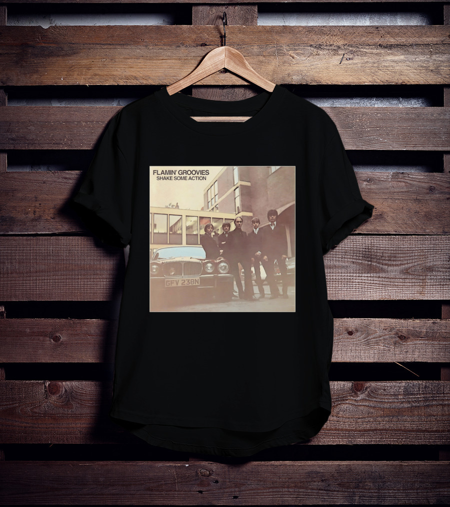 Flamin' Groovies Shake Some Action 50th Anniversary Album Cover Retro Car Scene T-Shirt