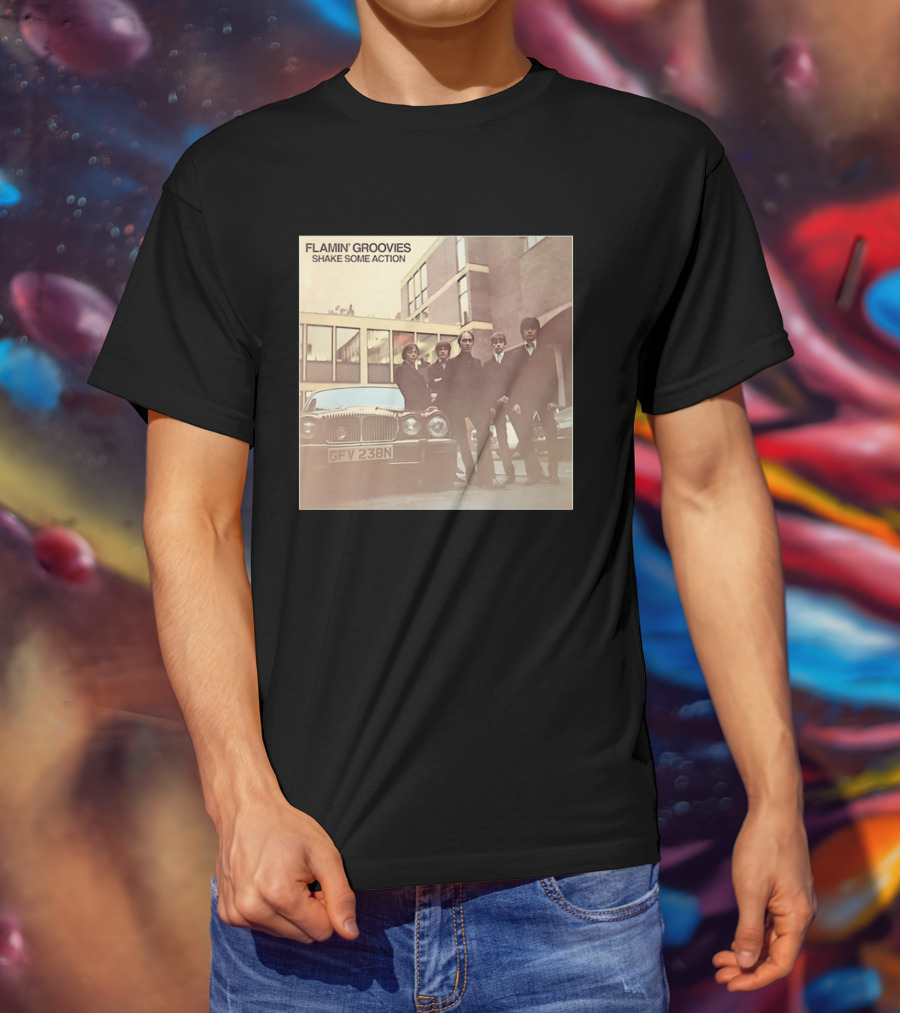 Flamin' Groovies Shake Some Action 50th Anniversary Album Cover Retro Car Scene T-Shirt