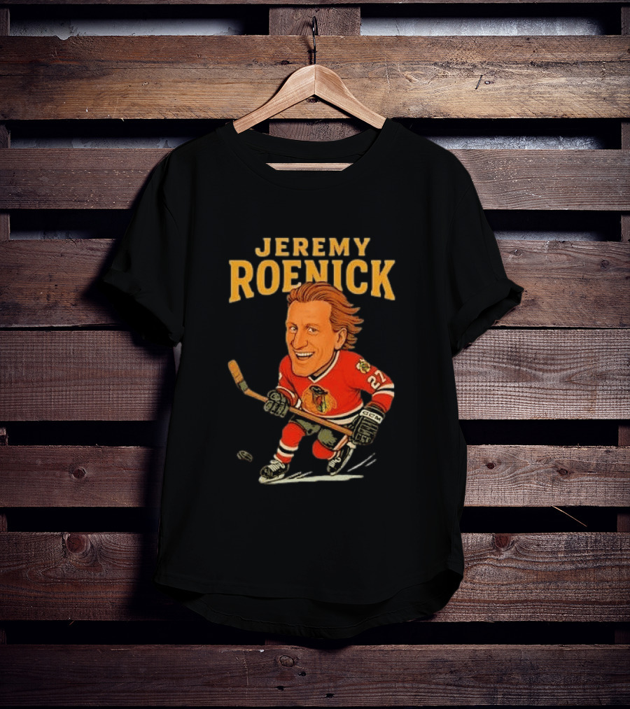 Jeremy Roenick Caricature Chicago Blackhawks Legendary Hockey Star T-Shirt