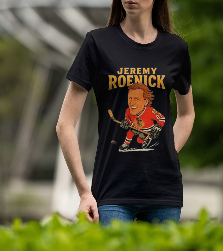 Jeremy Roenick Caricature Chicago Blackhawks Legendary Hockey Star T-Shirt
