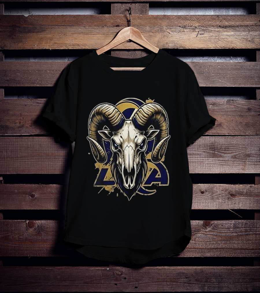 Los Angeles Rams Runs In My Blood Skeleton Skull T-Shirt