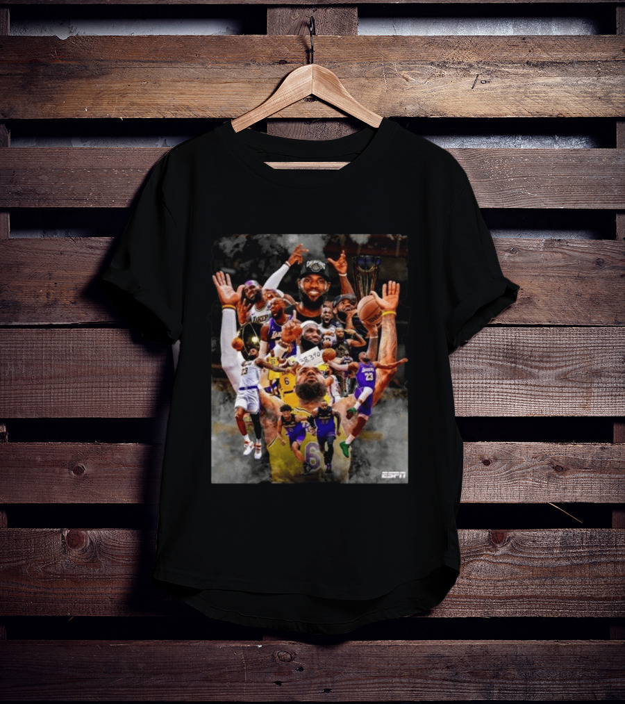 LeBron James Los Angeles Lakers ESPN Championship Highlights And Career Achievements T-Shirt