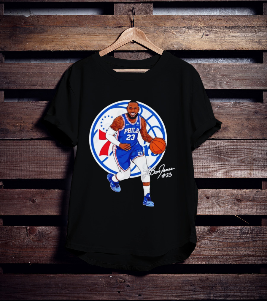 Philadelphia 76ers 23 LeBron James Blue Basketball Phila 76ers T-Shirt