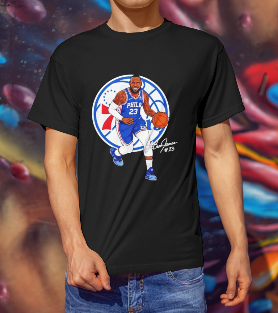 Philadelphia 76ers 23 LeBron James Blue Basketball Phila 76ers T-Shirt