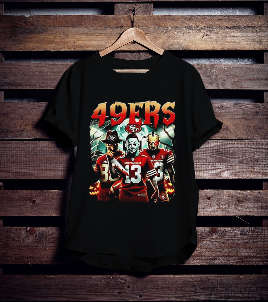 San Francisco 49ers Halloween Horror 2026 Freddy Jason Michael Myers T-Shirt