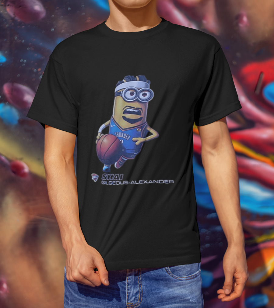 OKC Thunder NBA Shai Gilgeous Alexander Minion Basketball Player T-Shirt