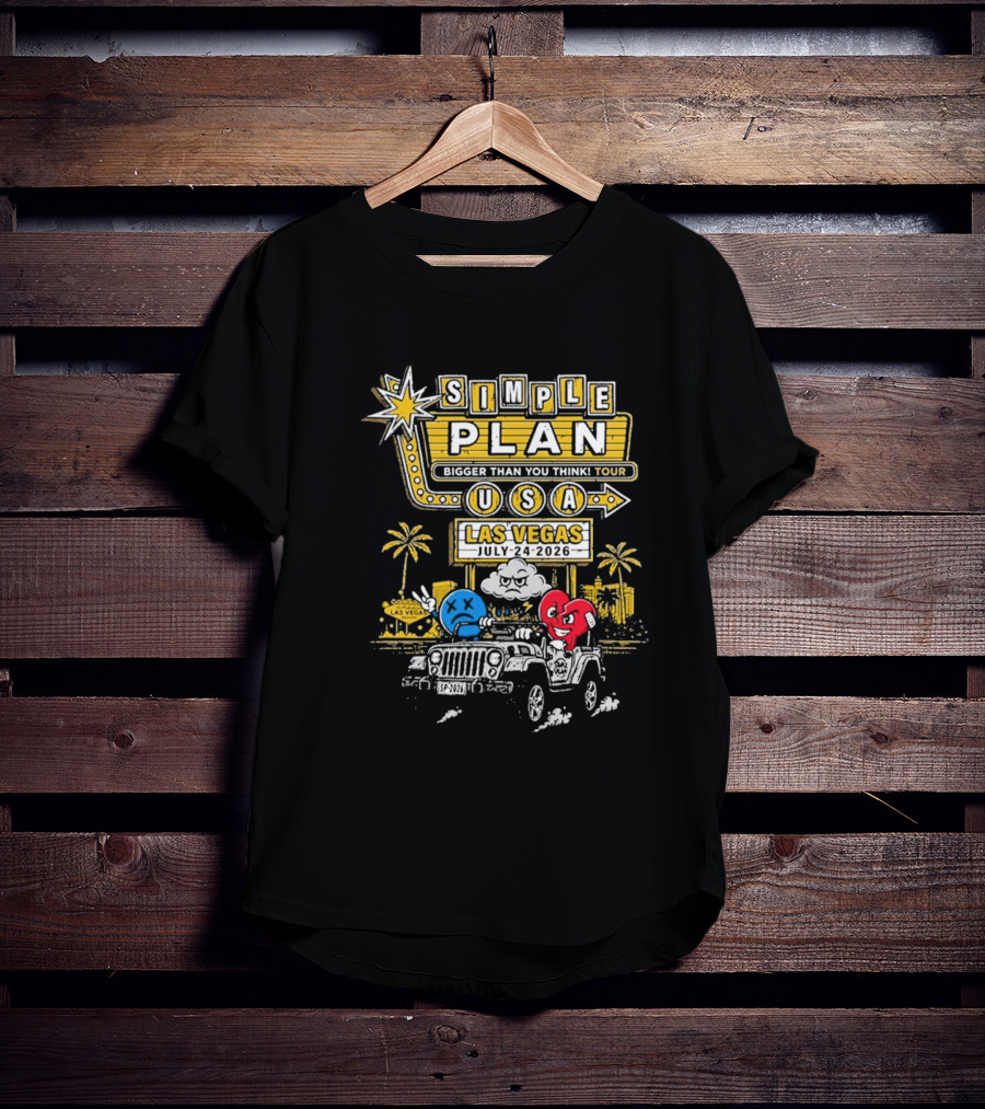 Simple Plan Bigger Than You Think Tour USA Las Vegas July 4 2026 Pearl Concert Theater Palms Casino Resort T-Shirt