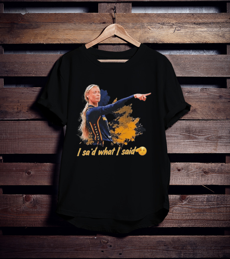 Sophie Cunningham I Said What I Said Yellow And Blue Basketball Emoji T-Shirt