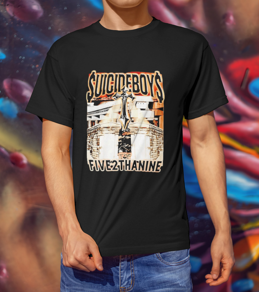 SUICIDEBOYS The Five2thanine Gothic Cross Block Letters T-Shirt