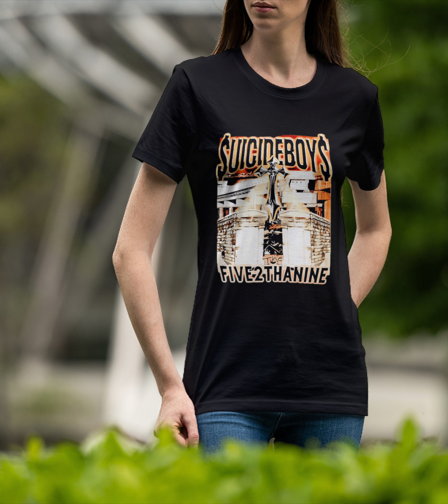 SUICIDEBOYS The Five2thanine Gothic Cross Block Letters T-Shirt