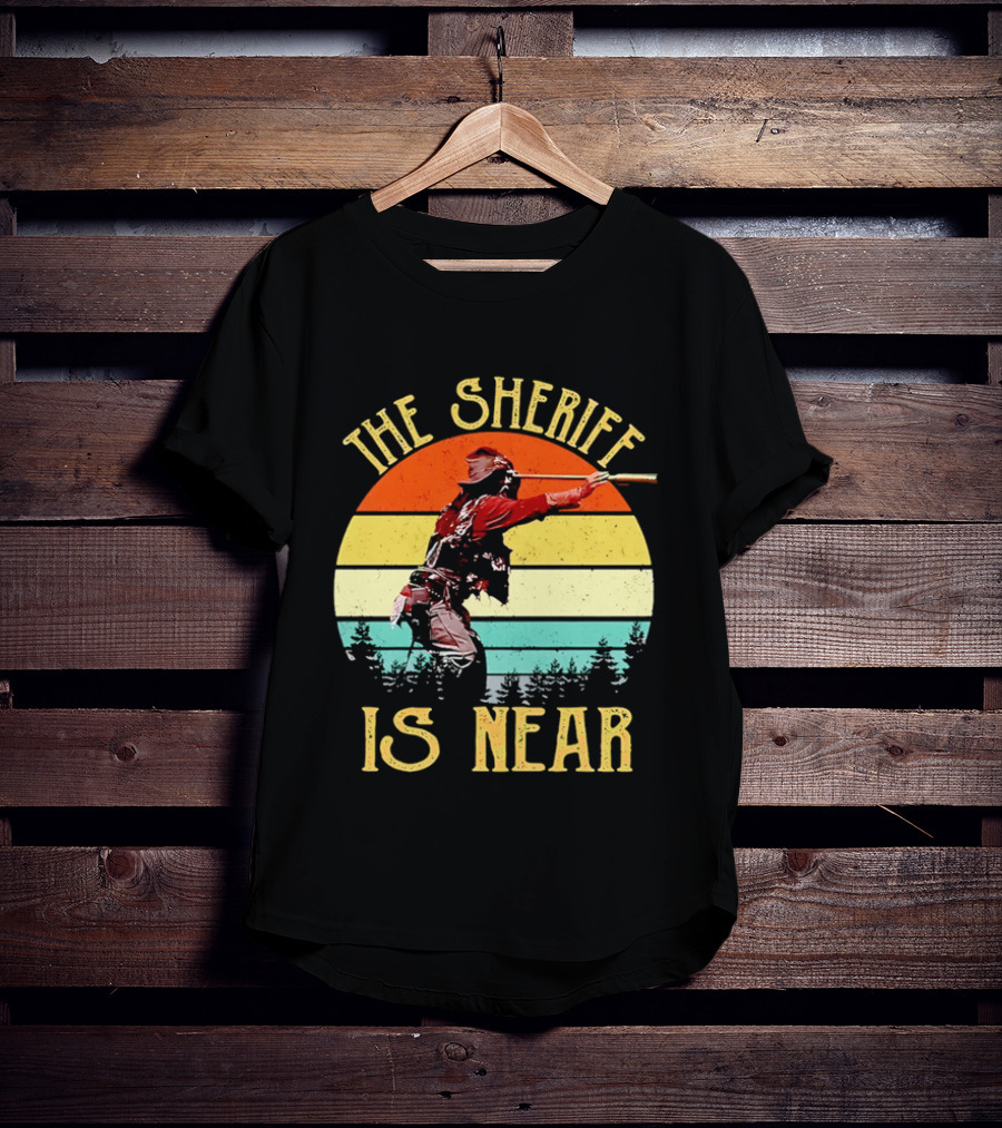 The Sheriff Is Near Western Cowboy Retro Sunset T-Shirt