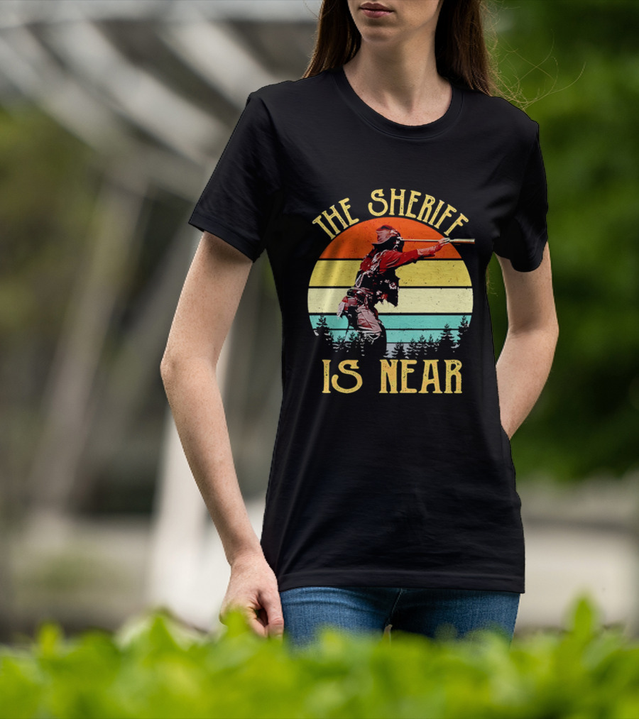 The Sheriff Is Near Western Cowboy Retro Sunset T-Shirt