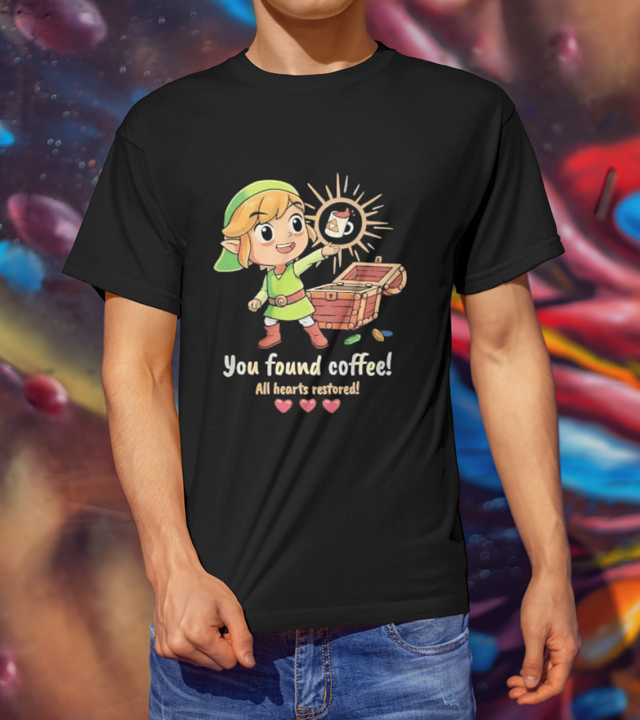 Zelda Gamer You Found Coffee All Hearts Restored Fantasy Adventure Cup Legend T-Shirt