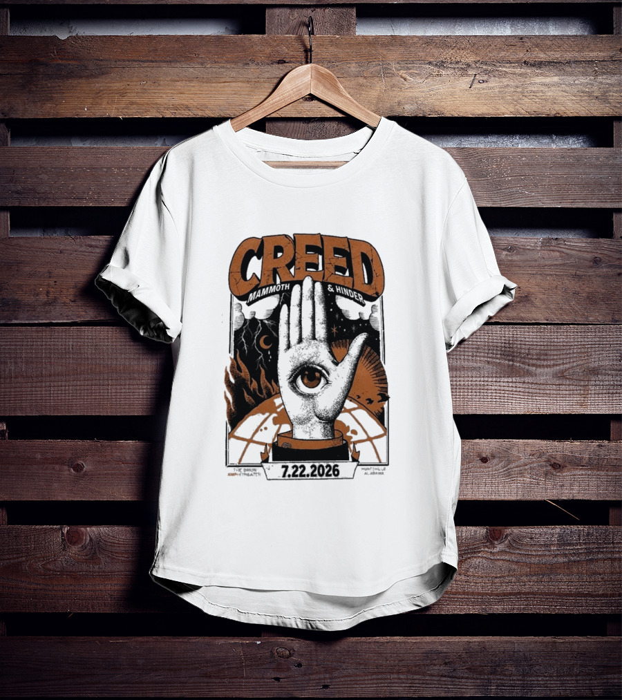 Creed Huntsville Alabama 2026 Event Orion Amphitheater July 22 Eye In Hand T-Shirt